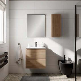 Mobile bagno con lavabo Step L60 x H60 x P46 cm, oak in mdf cannettato 2 cassetti per vasca centrale
