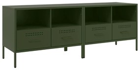 Mobili tv 2 pz verde oliva 68x39x50,5cm acciaio laminato freddo