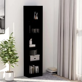 Libreria a 5 ripiani nera 40x24x175 cm in truciolato