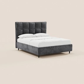 AURO letto imbottito con vano contenitore e testiera capitonné alta in ciniglia Oeko-Tex®