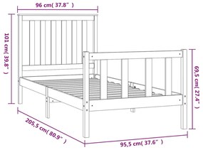 Giroletto con Testiera 90x200 cm in Legno Massello di Pino