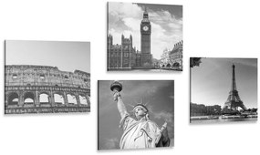 Set di quadri – Monumenti storici in bianco e nero