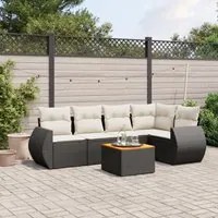 Set Divano da Giardino 6 pz con Cuscini Nero in Polyrattan 3224992