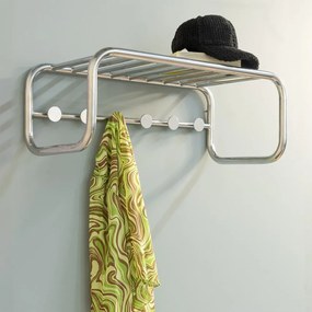 Attaccapanni da parete argentato in metallo con scaffale 72 cm Retro – Spinder Design