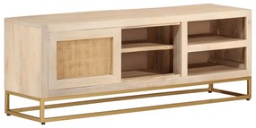 Mobile Porta Tv 110x30x40 Cm İn Legno Massello Di Mango E Ferro /
