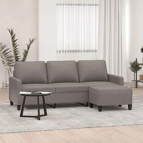 Divano A 3 Posti Con Poggiapiedi Tortora 180 Cm İn Tessuto /