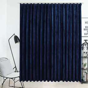Tenda Oscurante Con Ganci Velluto Blu Scuro 290x245 Cm /