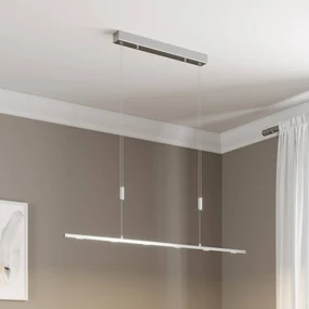 Lucande lampada LED a sospensione Arnik, 120 cm, color nichel, dimmerabile