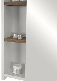 Mobile bagno sospeso salvaspazio 55 cm bianco e noce canaletto con specchio Strada