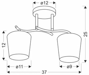 Lampadario a sospensione con supporto rigido ESNYR 2xE27/40W/230V nero/bianco