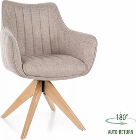 Sedia Azalia D Brego con rotazione automatica 180° – tessuto beige chiaro e gambe in legno di frassino