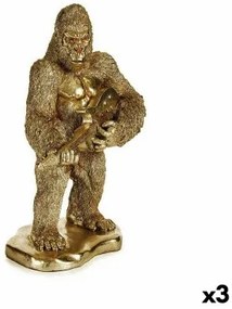 Statua Decorativa Gorilla Chitarre Dorato 16 x 39 x 27 cm (3 Unità)