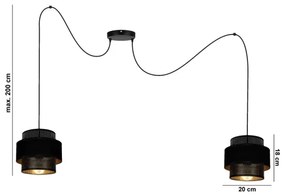 Lampadario a sospensione con filo NESS 2xE27/60W/230V ragno nero