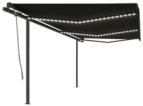 Tenda Da Sole Retrattile Manuale Con Led 6x3,5 M Antracite /