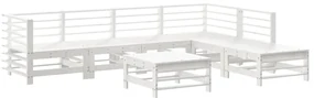 Set divani da giardino 7pz con cuscini in legno massello bianco