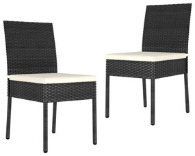 Sedie da pranzo per giardino 2 pz in polyrattan nero