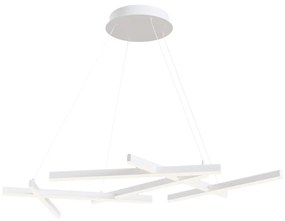 Lampadario A Sospensione Moderno Line Alluminio Bianco 6 Luci Led 79W