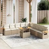 Set Divani da Giardino 11 pz con Cuscini Beige in Polyrattan 3273704