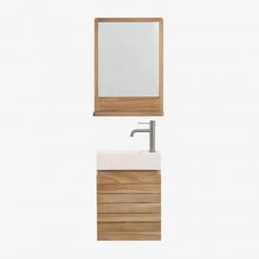 Set Arredo Bagno In Legno Teak Con Lavabo Integrato In Cemento Napier Legno Di Teak & Rectangular Madera (50x70 Cm) Mazure & Cromato ↑20 Cm - Sklum