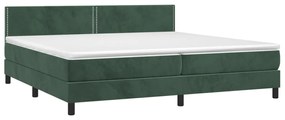 Letto a Molle con Materasso e LED Verde Scuro 200x200cm Velluto