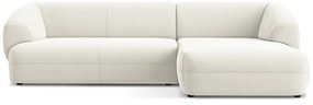 Divano angolare bianco (con penisola a destra) con rivestimento in velluto Moana – Makamii