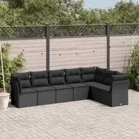 Set Divani da Giardino con Cuscini 7pz Nero Polyrattan 3217735