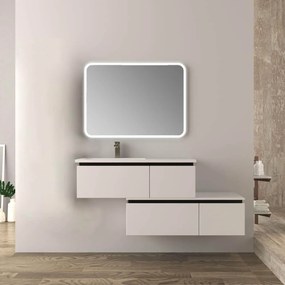 Mobile bagno sfalsato 140 cm sospeso bianco lucido Mod. Slide