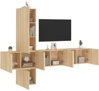 Mobili TV a Muro 5pz Rovere Sonoma in Legno Multistrato 3216459