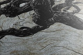 Stampa su tela – Albero astratto su legno
