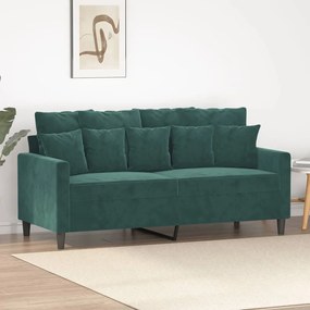 Divano A 2 Posti Verde Scuro 140 Cm İn Velluto /