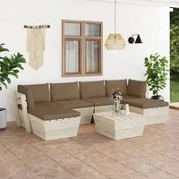 Set Divani da Giardino su Pallet 7 pz con Cuscini Legno Abete cod mxl 44123