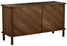 Cassettiera marrone in rovere massiccio con ante scorrevoli 135x73,5x48 cm Italic – UMAGE