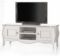 Porta tv in legno shabby bianco/foglia argento 160x50x61