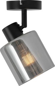 Faretto da soffitto Art Déco nero con vetro fumé regolabile - Laura