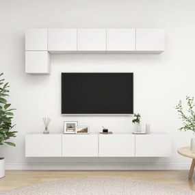 Set Mobili Porta Tv 5 Pz Bianco İn Legno Multistrato /