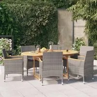 Set da Pranzo per Giardino 7 pz con Cuscini Grigio 3103597