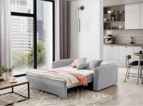 Divano grigio chiaro allungabile/con contenitore e rivestimento in ciniglia 155 cm Laine – ELTAP