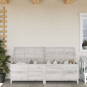 Contenitore Da Giardino Bianco 198,5x50x56,5 Cm Massello Abete /