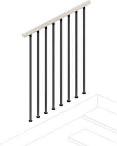 Balaustra in kit IRIS Superiore in acciaio grigio, corrimano in legno bianco, L 102 cm fissaggio a pavimento