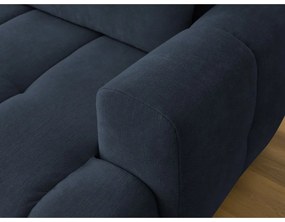 Divano angolare blu scuro allungabile e con contenitore (penisola a sinistra/chaise lounge) con rivestimento in ciniglia Fuji – Bobochic Paris