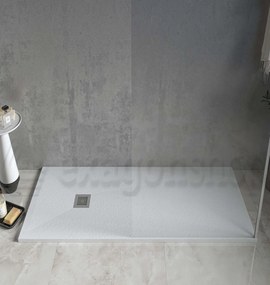 Desio Piatto Doccia 70x90 cm effetto pietra antibatterico da incasso appoggio sopraelevato in Solidstone Bianco