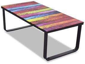 Tavolino Da Salotto Con Piano İn Vetro Con Stampa Arcobaleno /
