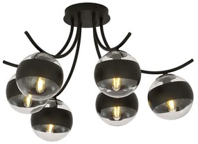 Plafoniera Moderna Coeo Acciaio Nero 6 Luci E14 Ip20