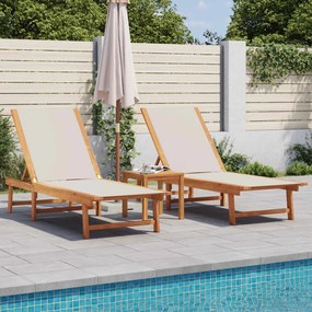 Lettini Prendisole 2 Pz Grigi Legno Massello Acacia E Textilene /