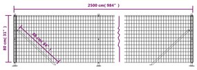 Recinzione Metallica con Flangia Antracite 0,8x25 m