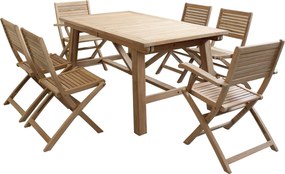 ORATOR - set tavolo in teak cm 160/240 x 90 x 77 h con 4 sedie e 2 poltrone Orator