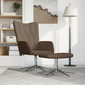 Poltrona Relax Con Sgabello Marrone İn Tessuto /