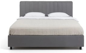 Letto matrimoniale imbottito grigio con contenitore, materasso e rete inclusi 160x200 cm Myra Slim Line – Bonami Selection