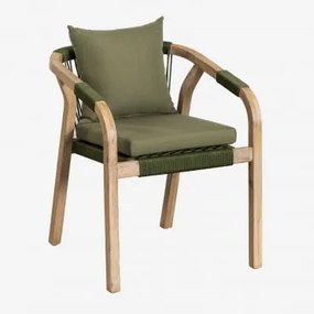 Sedia Da Giardino Con Braccioli In Legno Di Acacia Dubai Verde Militare Chiaro & Acacia Rustica Marrone - Sklum