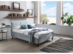 Letto matrimoniale imbottito azzurro con rete inclusa 140x200 cm Piano – Meise Möbel